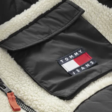 Produits victimes de leur succès Tommy Jeans Noir Sherpa quilt mix jacket