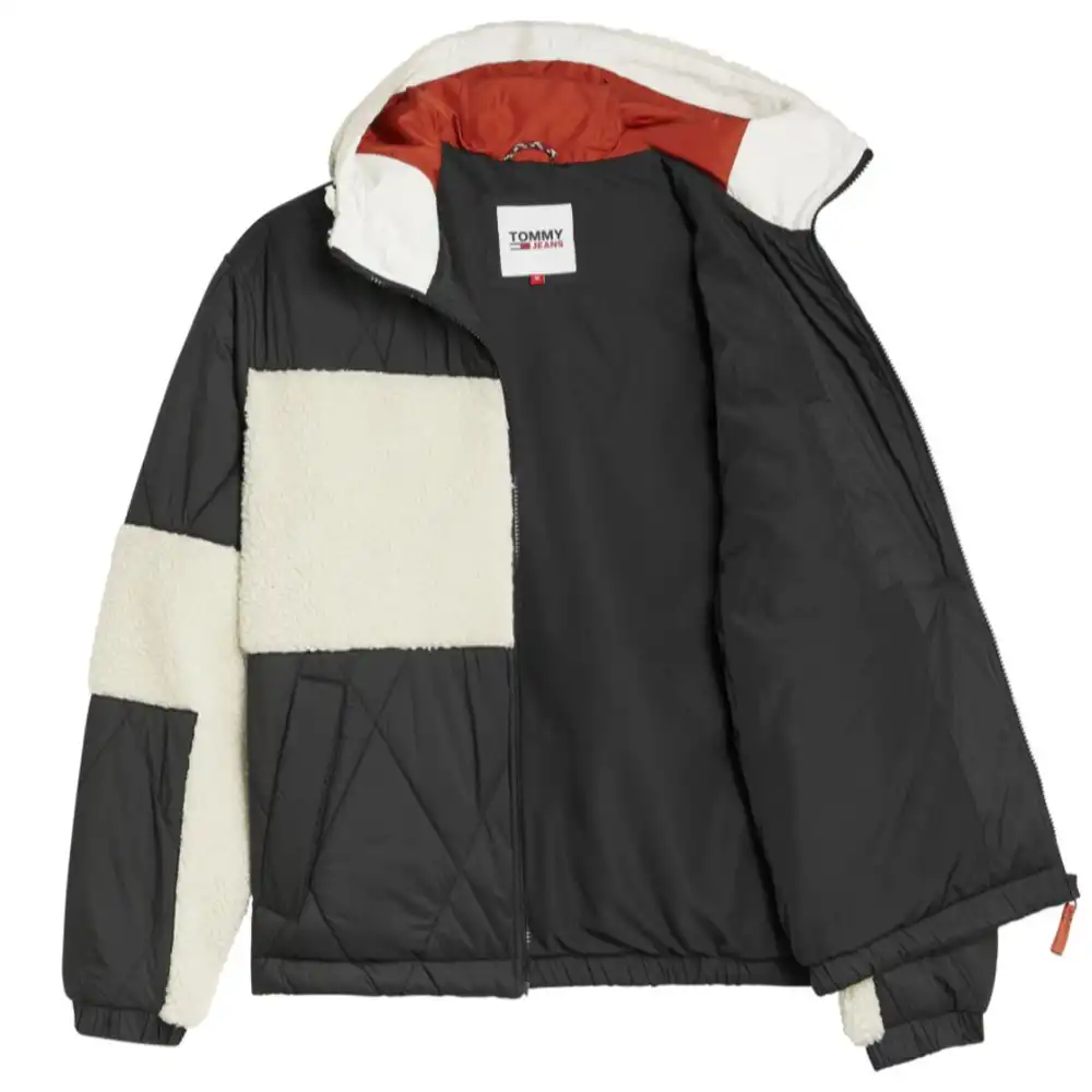 Blouson homme Tommy Jeans Sherpa quilt mix jacket Noir - ZESHOES Blouson homme Tommy Jeans Sherpa quilt mix jacket Noir - ZESHOES
