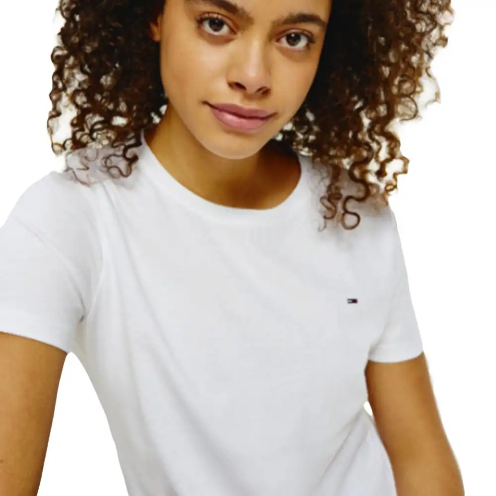 Tee shirt manche courte femme Tommy Jeans Little logo flag Blanc - ZESHOES Tee shirt manche courte femme Tommy Jeans Little logo flag Blanc - ZESHOES