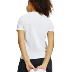 Tee shirt manche courte femme Tommy Jeans Little logo flag Blanc - ZESHOES Tee shirt manche courte femme Tommy Jeans Little logo flag Blanc - ZESHOES