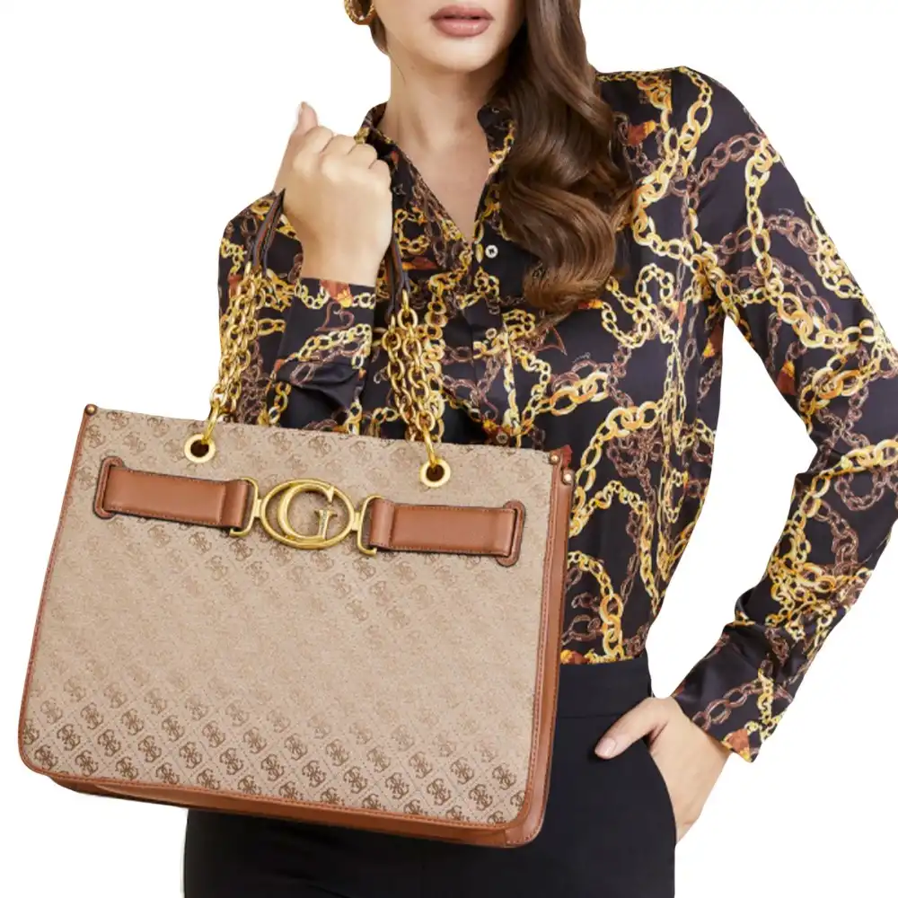 Sac a main femme Guess Cabas aileen Cognac - ZESHOES