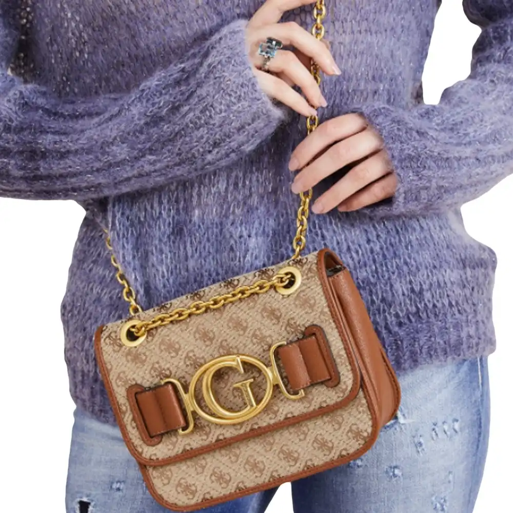 Sac bandoulière femme Guess Mini aileen Cognac - ZESHOES