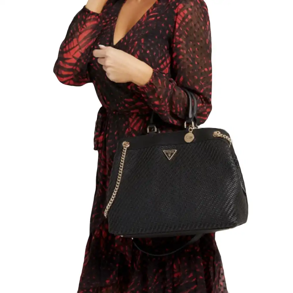 Sac a main femme Guess Hassie charm Noir - ZESHOES Sac a main femme Guess Hassie charm Noir - ZESHOES