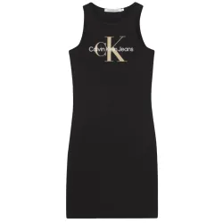 Robe femme Calvin Klein Gold logo Noir - ZESHOES