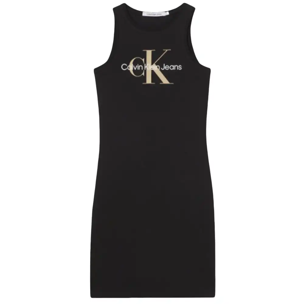 Robe femme Calvin Klein Gold logo Noir - ZESHOES