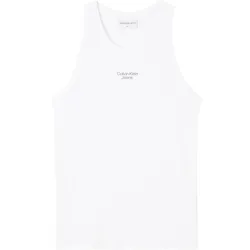 Debardeur homme Calvin Klein Stacked logo rib tank Blanc - ZESHOES Debardeur homme Calvin Klein Stacked logo rib tank Blanc - ZESHOES