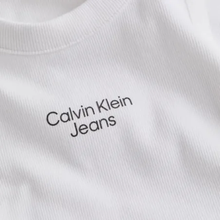 Produits victimes de leur succès Calvin Klein Blanc Stacked logo rib tank