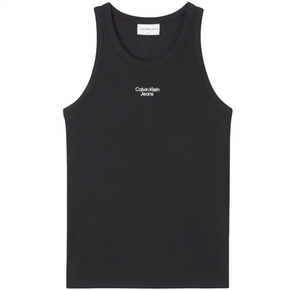 Debardeur homme Calvin Klein Stacked logo rib tank Noir - ZESHOES