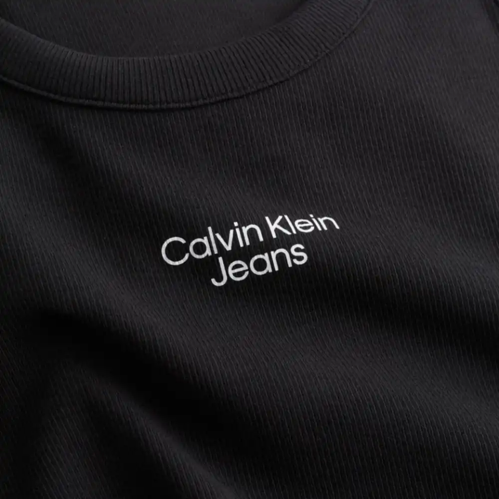 Debardeur homme Calvin Klein Stacked logo rib tank Noir - ZESHOES