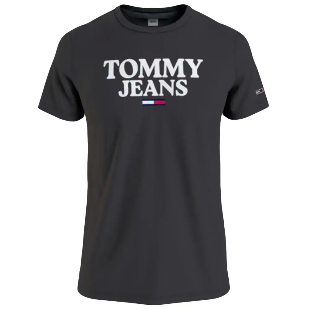 T shirt manche courte homme Tommy Jeans Classic front logo Noir - ZESHOES