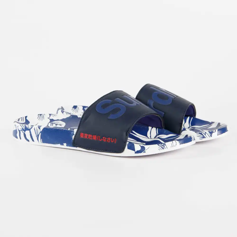 Claquette homme Superdry All over print beach Bleu - ZESHOES