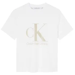 Tee shirt manche courte femme Calvin Klein Gel monogramme Blanc - ZESHOES