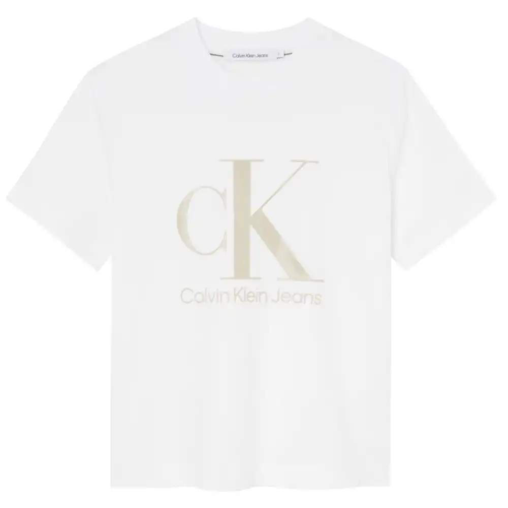 Tee shirt manche courte femme Calvin Klein Gel monogramme Blanc - ZESHOES