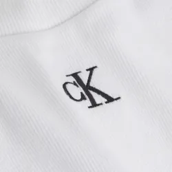 Tee shirt manche courte femme Calvin Klein Rib cropped Blanc - ZESHOES