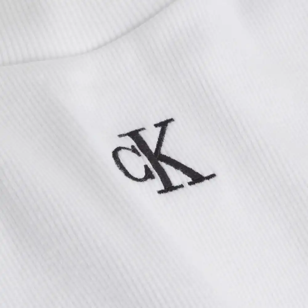 Tee shirt manche courte femme Calvin Klein Rib cropped Blanc - ZESHOES