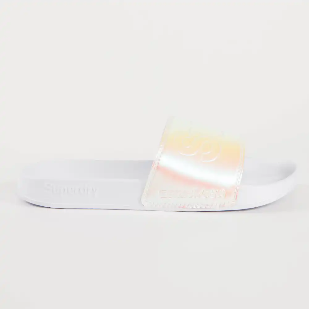 Claquette femme Superdry Pool slide Blanc - ZESHOES Claquette femme Superdry Pool slide Blanc - ZESHOES