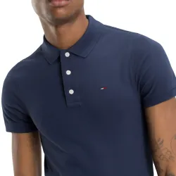 Polo manche courte Tommy Jeans Original fine pique Bleu - ZESHOES Polo manche courte Tommy Jeans Original fine pique Bleu - ZESHOES