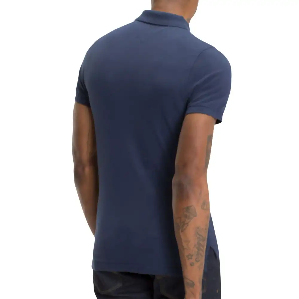 Polo manche courte Tommy Jeans Original fine pique Bleu - ZESHOES Polo manche courte Tommy Jeans Original fine pique Bleu - ZESHOES