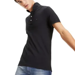 Polo manche courte Tommy Jeans Piqué ajusté Noir - ZESHOES