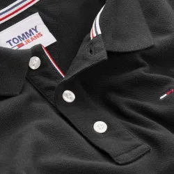 Polo manche courte Tommy Jeans Piqué ajusté Noir - ZESHOES