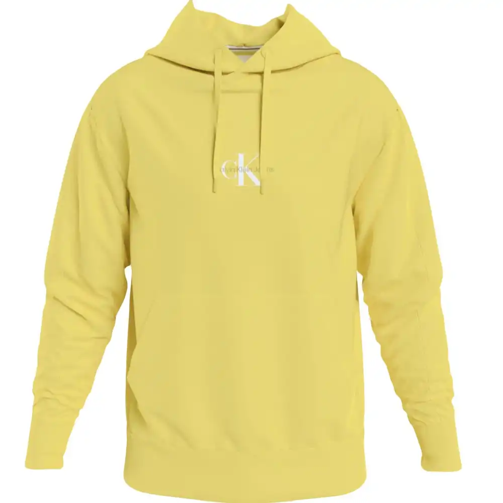 Sweat shirt homme Calvin Klein Monogram logo hoodie Jaune - ZESHOES