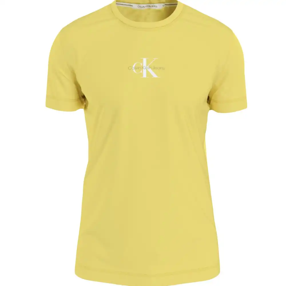 T shirt manche courte homme Calvin Klein Logo tee Jaune - ZESHOES