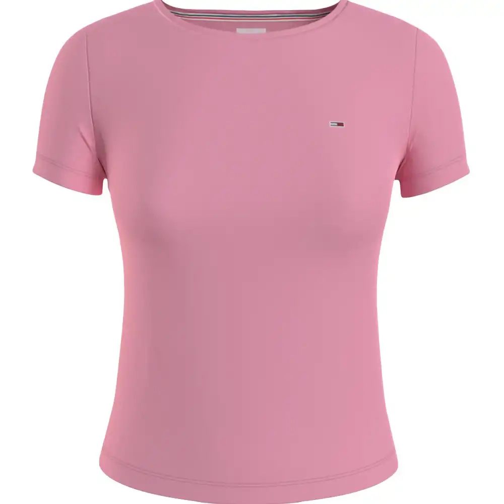 Tee shirt manche courte femme Tommy Jeans Soft jersey Rose - ZESHOES