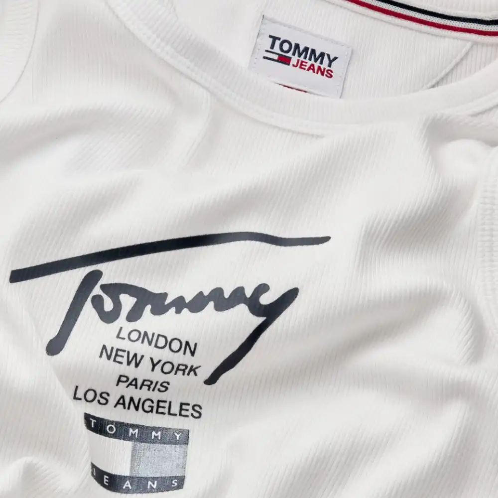 Debardeur femme Tommy Jeans Modern signature body tank Blanc - ZESHOES