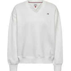Sweat shirt femme Tommy Jeans Feminine v-neck Blanc - ZESHOES
