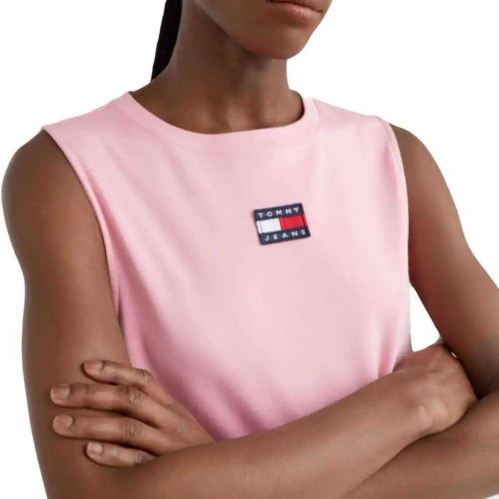 Robe femme Tommy Jeans Badge tank dress Rose - ZESHOES