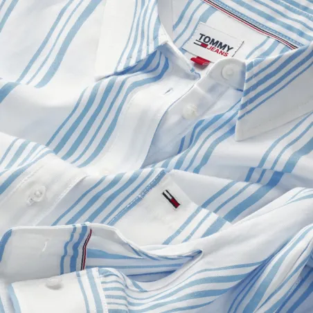 Produits victimes de leur succès Tommy Jeans Bleu Front tie stripe shirt