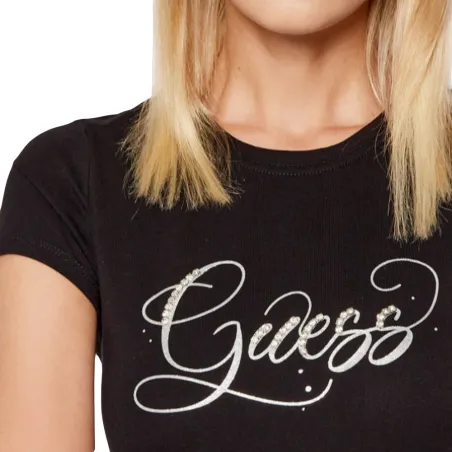 Tee shirt manche courte femme Guess Noir Original logo star