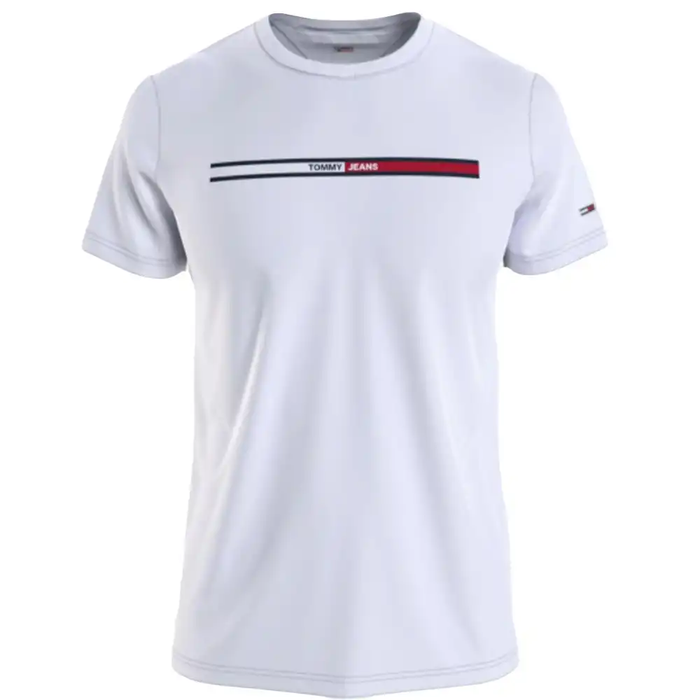 T shirt manche courte homme Tommy Jeans Essential flag Blanc - ZESHOES