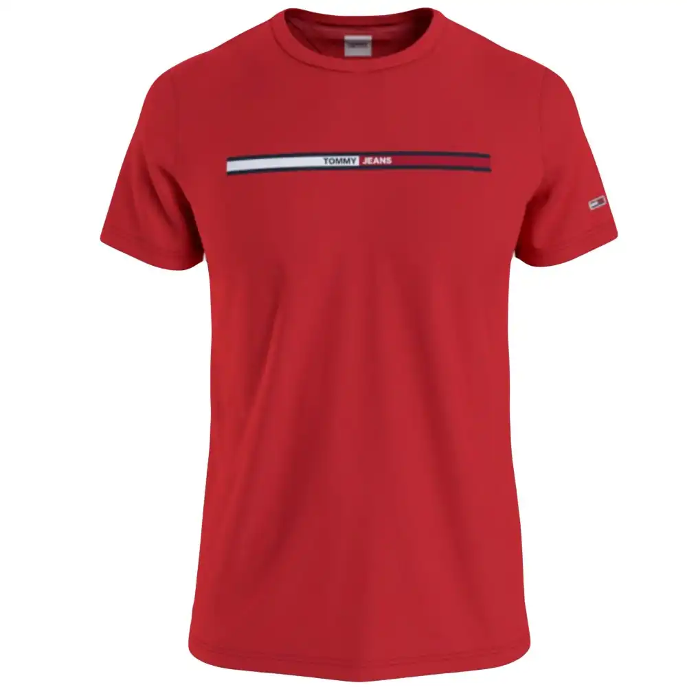 T shirt manche courte homme Tommy Jeans Essential flag Rouge - ZESHOES