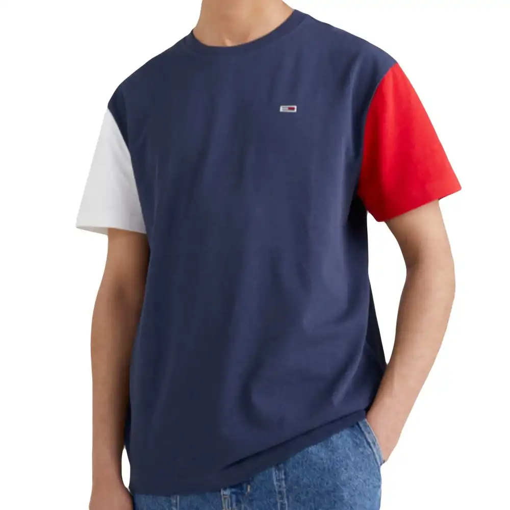 T shirt manche courte homme Tommy Jeans Flag logo Bleu - ZESHOES