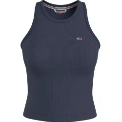 Debardeur femme Tommy Jeans Rib tank top Bleu - ZESHOES Debardeur femme Tommy Jeans Rib tank top Bleu - ZESHOES