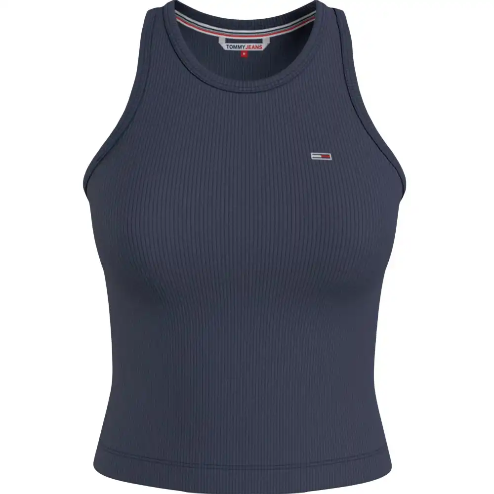 Debardeur femme Tommy Jeans Rib tank top Bleu - ZESHOES Debardeur femme Tommy Jeans Rib tank top Bleu - ZESHOES