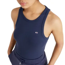 Debardeur femme Tommy Jeans Rib tank top Bleu - ZESHOES Debardeur femme Tommy Jeans Rib tank top Bleu - ZESHOES