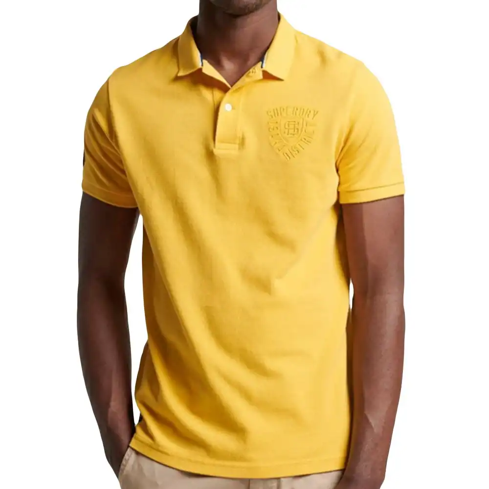 Polo manche courte Superdry Logo brodé Jaune - ZESHOES