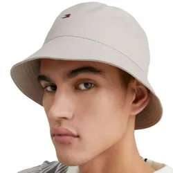 Bob homme Tommy Jeans Drapeau brodé Beige - ZESHOES