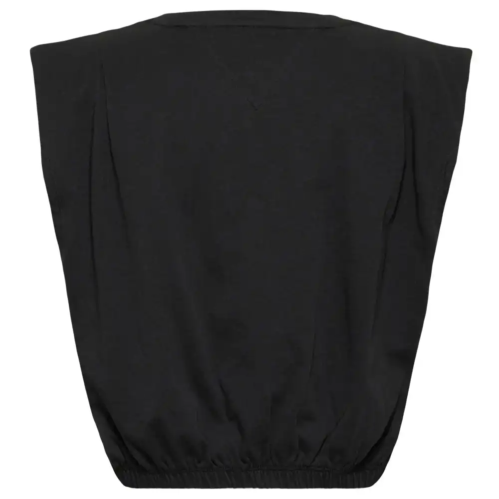Debardeur femme Tommy Jeans Crop elasticated badge tank Noir - ZESHOES