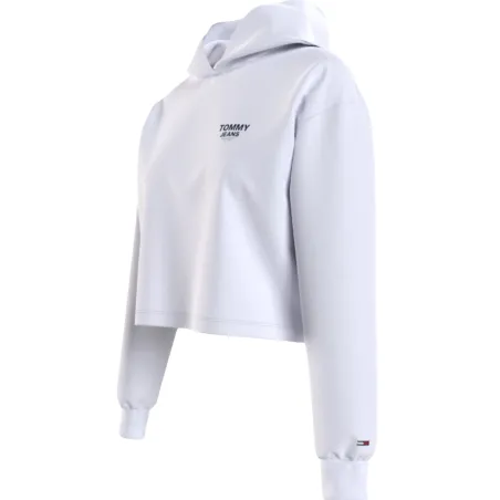 Produits victimes de leur succès Tommy Jeans Blanc BXY crop taping hoodie