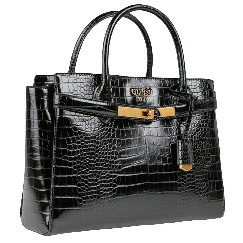 Sac a main femme Guess Style croco Noir - ZESHOES