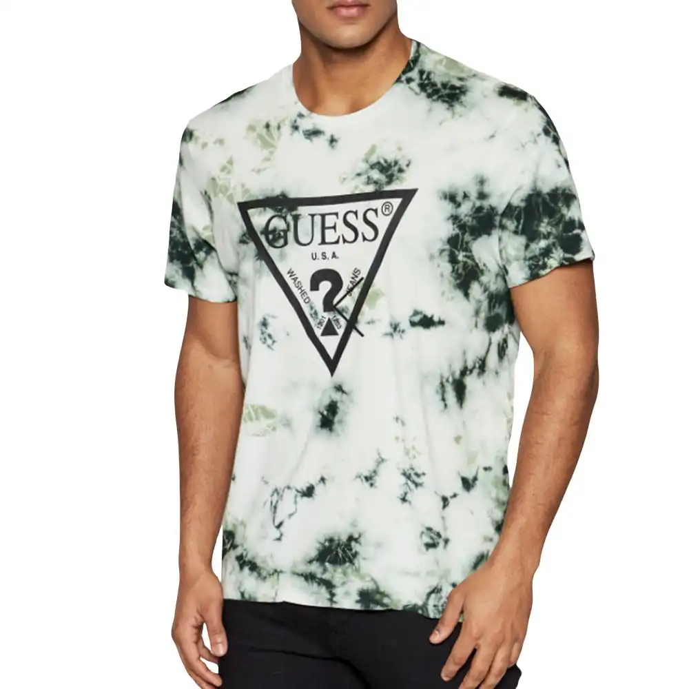 T shirt manche courte homme Guess Classic logo triangle Blanc - ZESHOES