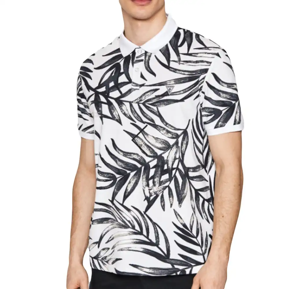 T shirt manche courte homme Guess Flower Blanc - ZESHOES