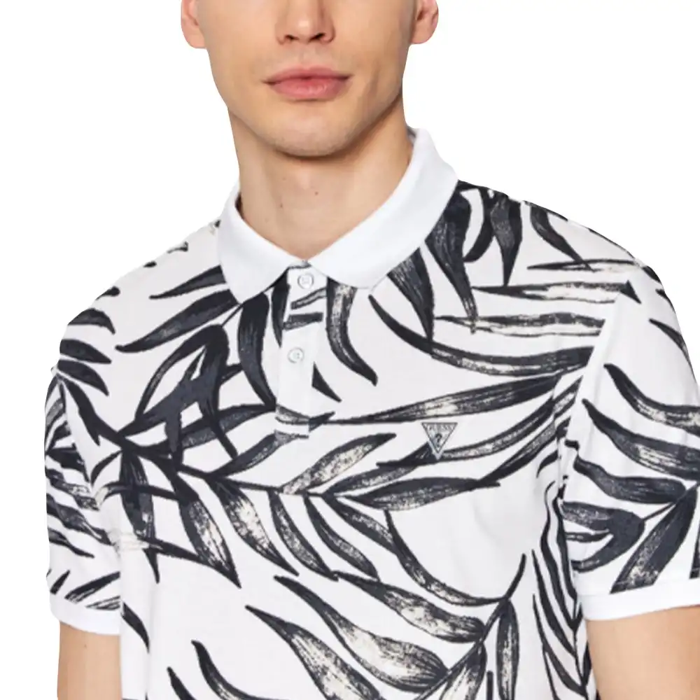 T shirt manche courte homme Guess Flower Blanc - ZESHOES
