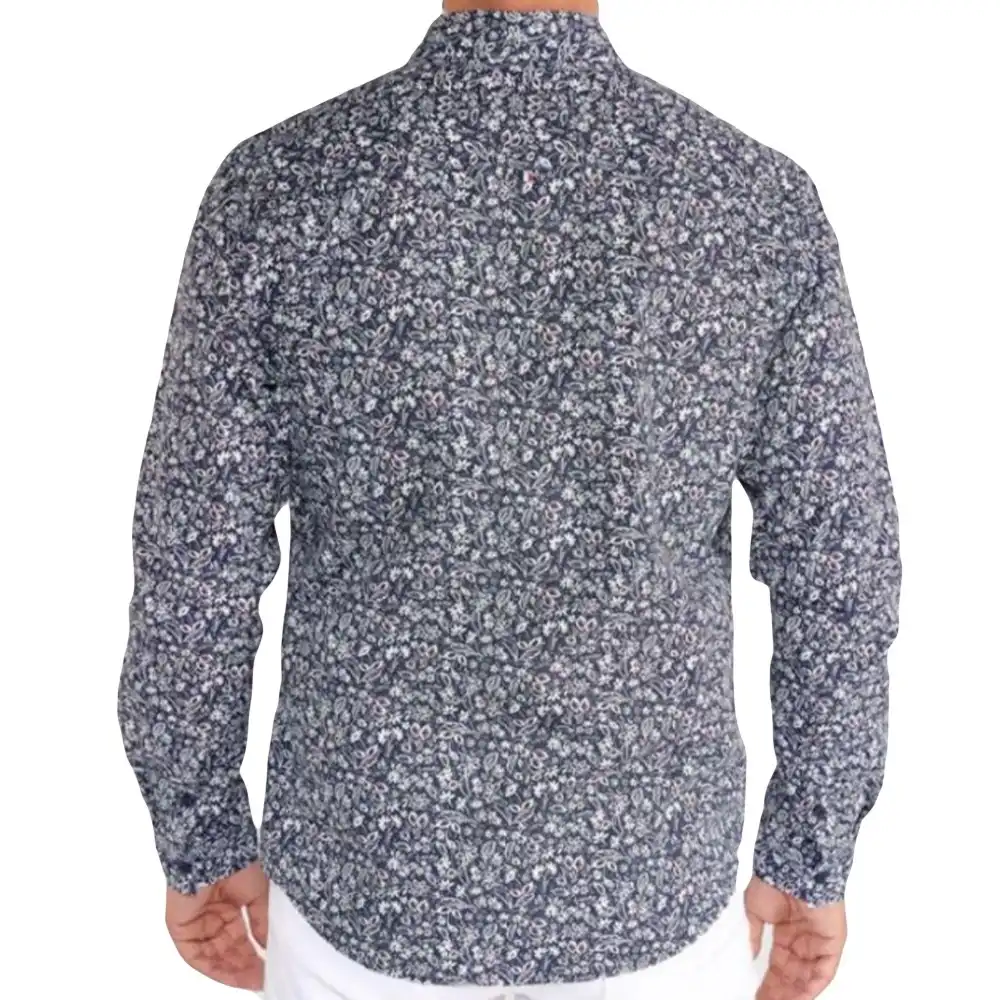 Chemise manches longues homme Le Temps Des Cerises Flowers style Bleu - ZESHOES