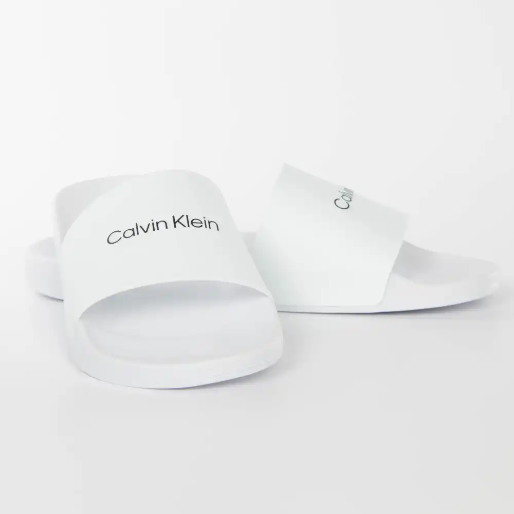 Claquette homme Calvin Klein Original white Blanc - ZESHOES Claquette homme Calvin Klein Original white Blanc - ZESHOES