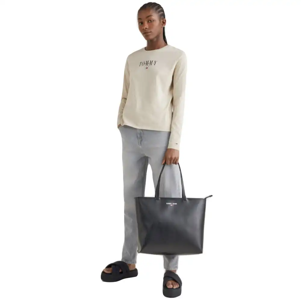 Sac a main femme Tommy Jeans Essential pu tote Noir - ZESHOES