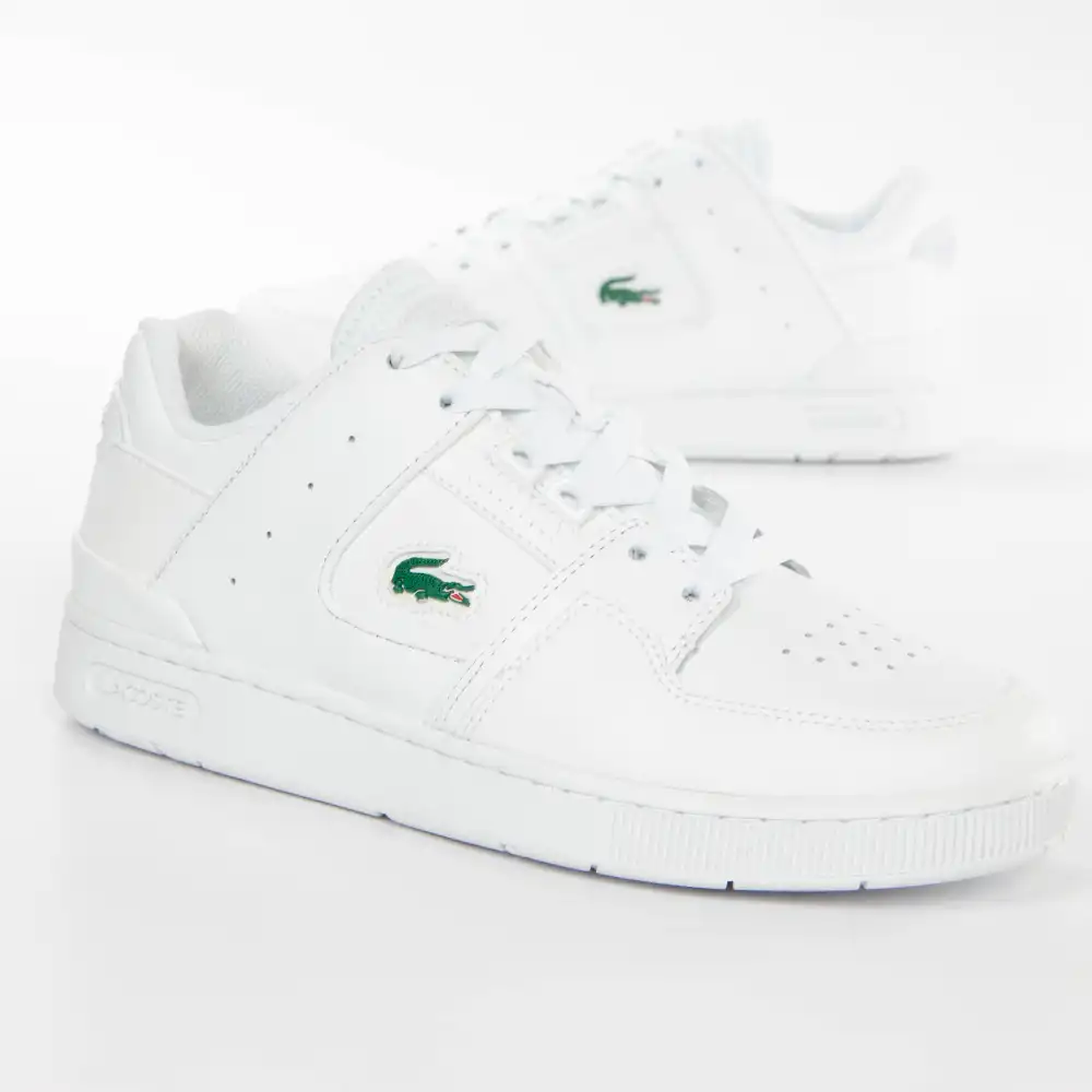 Basket basse femme Lacoste Court cage Blanc - ZESHOES Basket basse femme Lacoste Court cage Blanc - ZESHOES